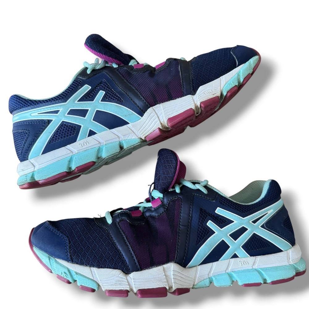 Asics Gel-Fit Sana Womens Training‎ Shoes Navy Blue Teal Pink S383N Size 8.5